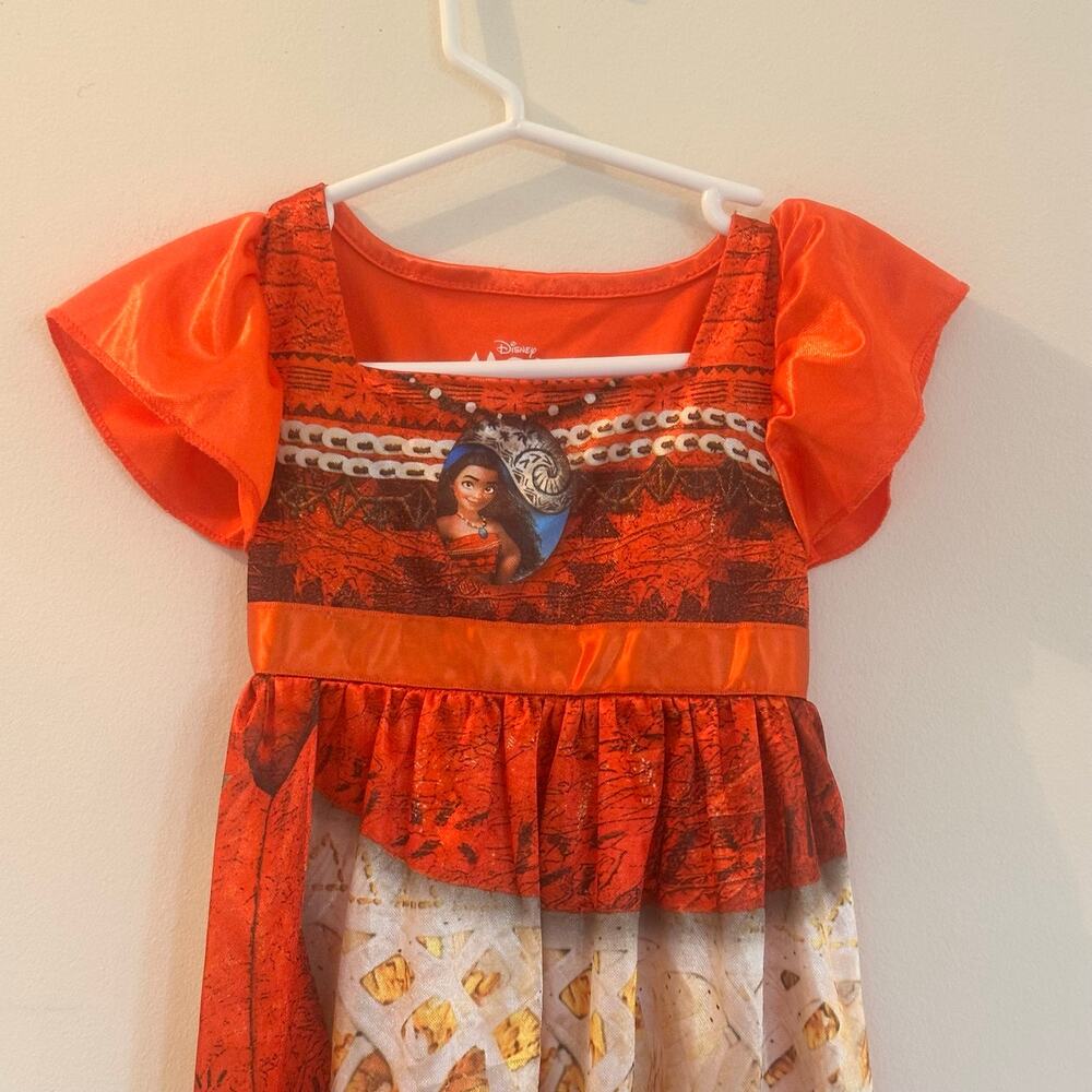 Disney Moana Nightgown Girls 2T Toddler Princess Pajama Dress Orange Cream - Picture 3 of 7